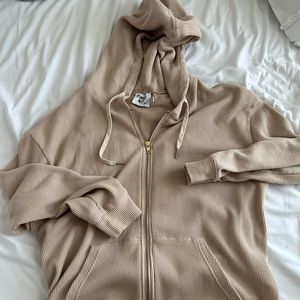 Princess Polly Audrey oversized zip up sweatshirt beige
